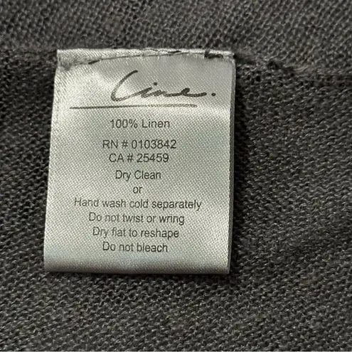 Line Women’s Size M Charcoal Gray Linen 3/4 Length Open Front Knit Cardigan Size M