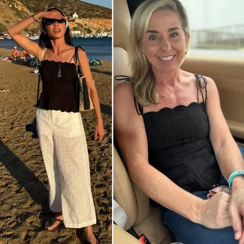 Hofmann Copenhagen Yara Linen Scalloped Blouse Black NWT Size 40 Medium