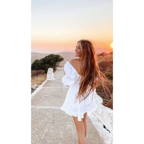 For Love & Lemons  Jackson Mini Dress in Ivory X-Small New Womens Poplin