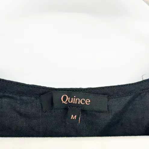 Quince Womens Black 100% European Linen Short Sleeve Relaxed Fit Pajama Top M