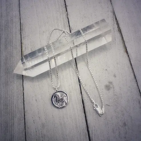 Chinese Zodiac Year of The Horse Pendant Necklace Sterling Silver Silver