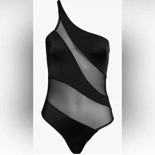Norma Kamali Normal Kamali Snake Mesh One shoulder Swimsuit, size Medium, $265