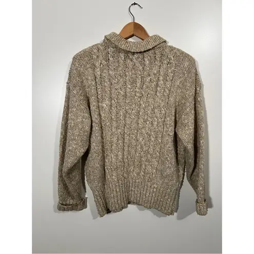 Liz Sport Vintage Cableknit Sweater with Collar Size Medium