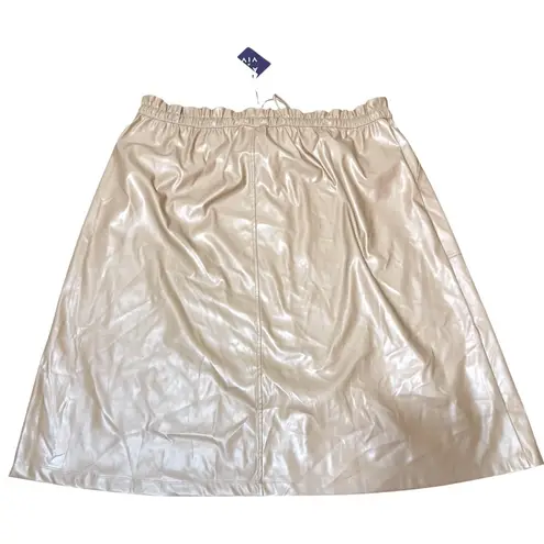 Ava & Viv Tan faux leather Midi Skirt Drawstring Waist Sz 3X NWT Neutrals Office