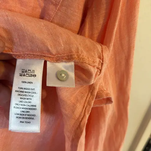 Sigrid Olsen Orange Linen Shirt Button Up Medium