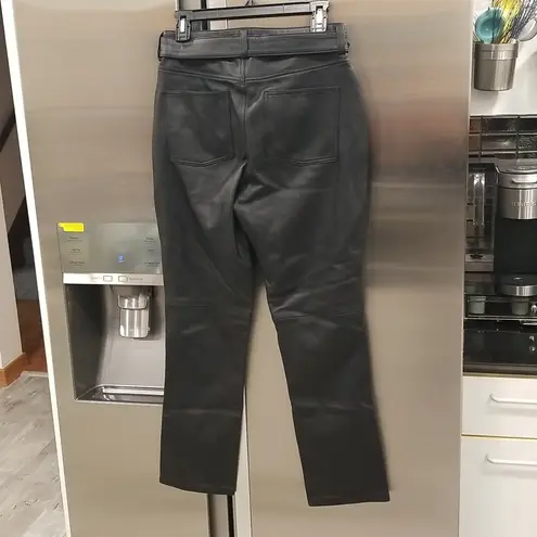 ANINE BING ππ Connor Pant ~ 100% Leather Belted Straight Leg Black Small S NWT