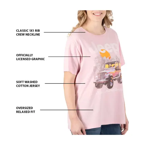 Jeep Women's Tee T-Shirt Pink Logo Size X-Large New! XL Journey Beyond S/S
