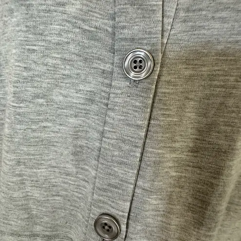 St. John Gray Cardigan Button Up Sz M Sequin Hooded Jacket Embellished Trim