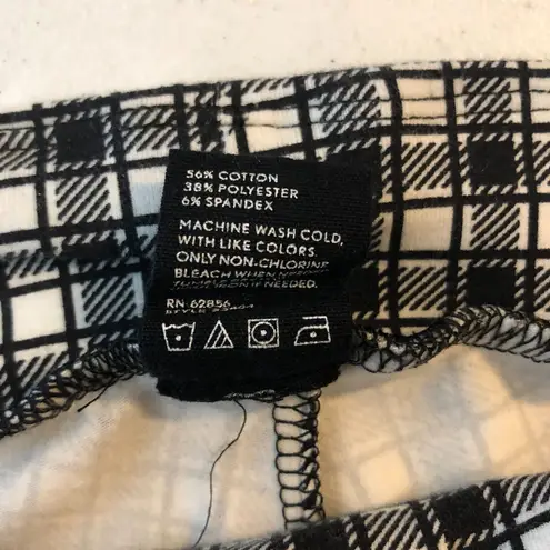 Hue Womens Leggings Cropped Geometric Check Print Black White S