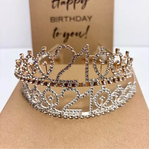 21 St Birthday Tiaras Set of 2 Gold and Sliver Rhinestone