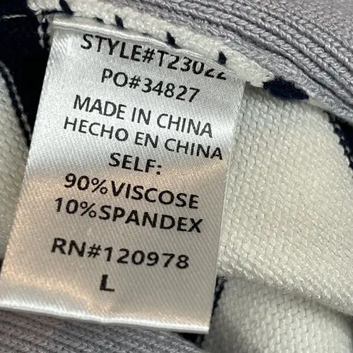 Entro  Womens Poncho Top Large Striped Round Neck Knit Sweater Heavy Coastal - Image 7