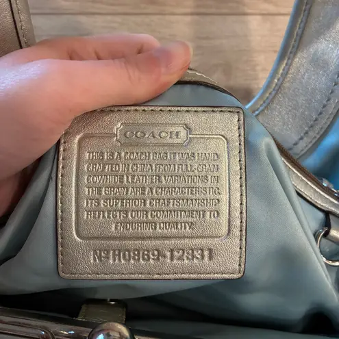 Coach  Ergo Kisslock Silver Pleated Leather Bag Metallic 12831 Shoulder