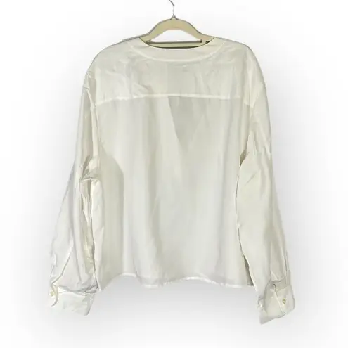 Madewell  Long-Sleeve Popover Top Women's Med Lighthouse Silk Split Crewneck NWT
