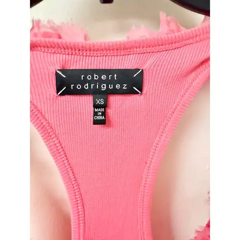 Robert Rodriguez Sleeveless Ruffle Trim Scoop Neck Tank Top Pink Women's Size XS