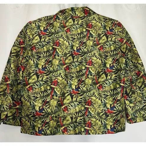 Collection Herve Benard Silk Short Jacket Size 8 Button Up Jimmy Buffett Parrot
