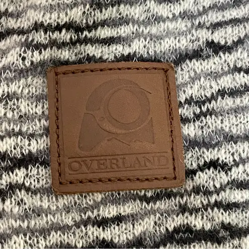 Overland Sweater Full Zip Jacket Wool Blend Mixed Media Stripes Grey Black Gray Size L