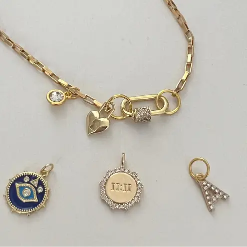 18K Gold Plated Locked Heart Carabiner Necklace Titanium Steal Womens Jewelry