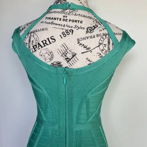 Herve Leger Connie viscose-blend dress in aqua jade size S small