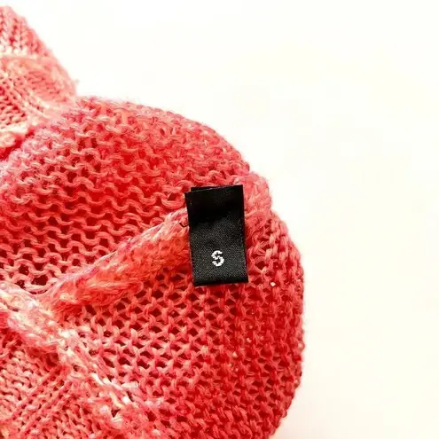 Avant Toi Linen Painted Coral Open Knit Sweater Pink