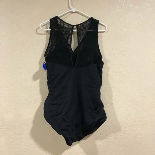 NWT Swimsuits for All black lace ruched v neckline one piece swimsuit 18
