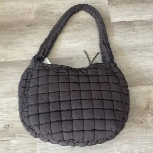 Urban Expression Urban Fit by Urban Expressions Quilted Puffer Hobo Carry All Tote in Brown