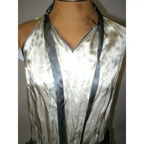 &merci Womens 2 NWT New Italy Designer Merci Silk Dress 38 IT Belt Sleeveless Tan Gray