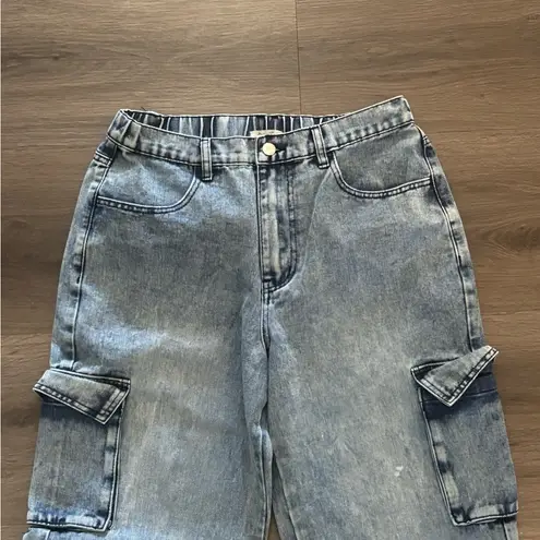 Orange Kiss Wide leg Blue Cargo Jeans