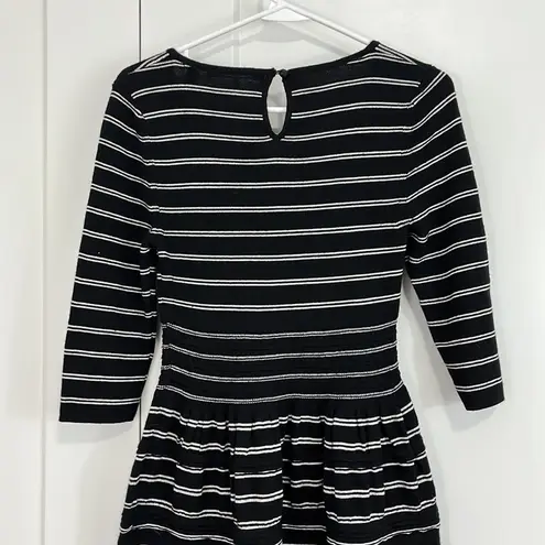 Anthropologie  Knitted & Knotted Small Petite Black Stripe Long Sleeve Knit Dress