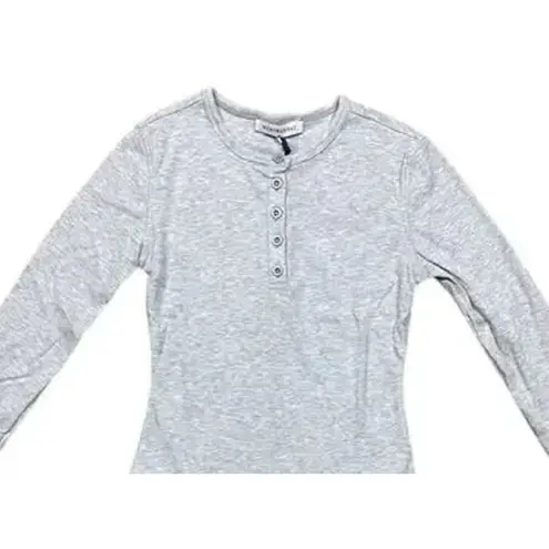 We Wore What NWT Longsleeve Crewneck Henley Bodysuit Buttons XXS Heather Grey