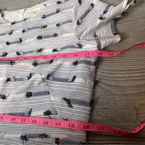 Shoshanna  fringe tweed stripe blue and white sheath dress sz 6