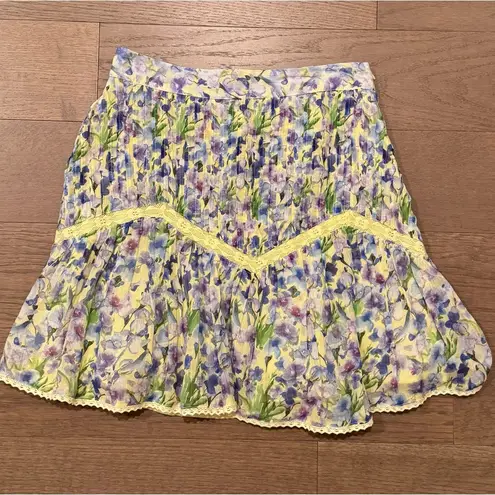 NWT Allison New York Anna High Waisted Mini Skirt in Purple/Yellow Floral Purple Size XS