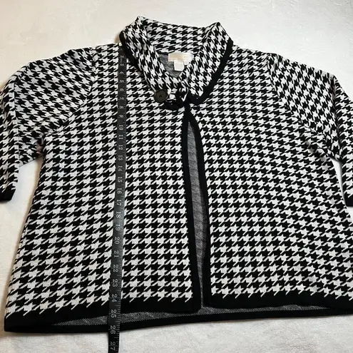 Maurada Houndstooth Knit Open Front Cardigan Size 1X Modest Career Professional White