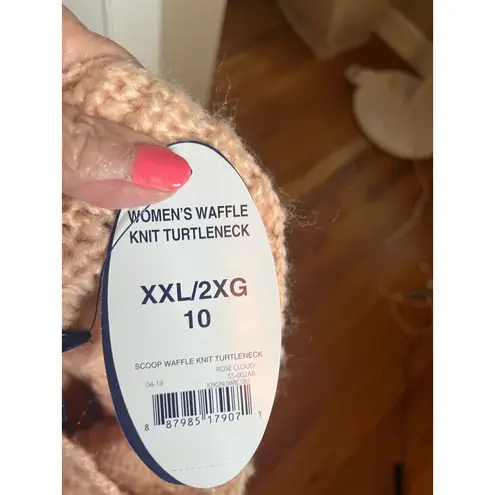 Scoop Oversized Waffle Knit Sweater Chunky Ribbed Turtleneck XXL NWT Pink