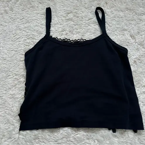 Vintage 90s Black Lace Cropped Tank Top Whimsygoth Festival Boho