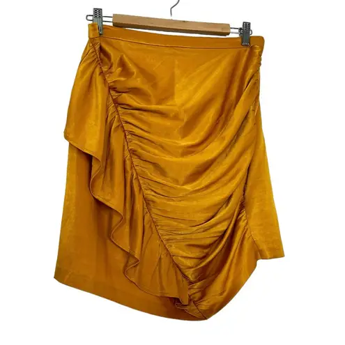 Camila Coelho Revolve Gabriella Mustard Yellow Satin Set Kaylee Skirt