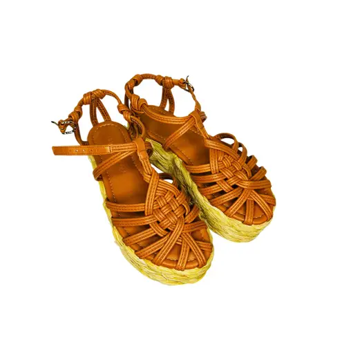 Ulla Johnson Viola Knotted leather raffia Platform Sierra sandals size 36