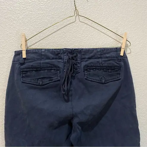 Pam & Gela Twill Skinny Cargo Pants Fray Hem Lace Up Back Size Large