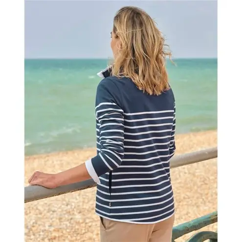 WoolOvers Organic Cotton Half Zip Sweatshirt Navy White Cherry Women’s Size M Blue Size M