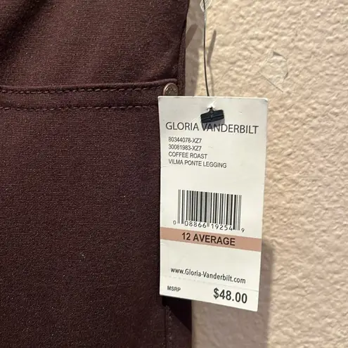 Gloria Vanderbilt New Women’s Vilma Midrise Brown Pointe Leggings Size 12 NWT