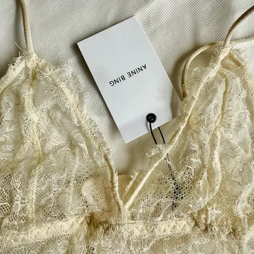 ANINE BING NWT Off White Triangle Lace Bralette, Sz XS