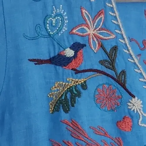 Johnny Was Zoe heavily embroidered, Easy Tiered Dress NWT