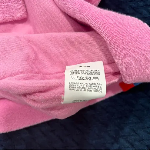 KULE Pink Terry Cotton Blend Snap Front Relaxed Fit Short Sleeve Polo Top Size S