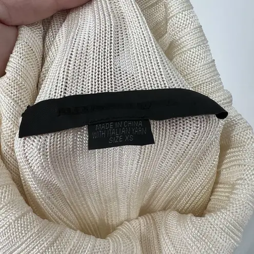 Alexander Wang XS LS Ribbed Turtleneck Blouse Italian Crystal Embellished Classy