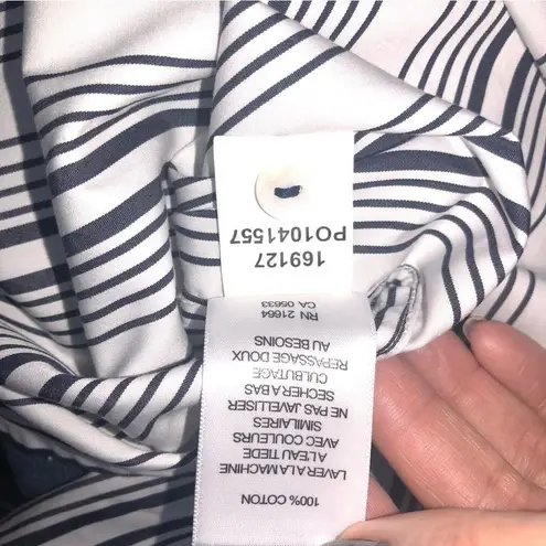 Foxcroft Stripe Non-Iron Cotton Sleeveless Maxi Shirtdress 6 EUC