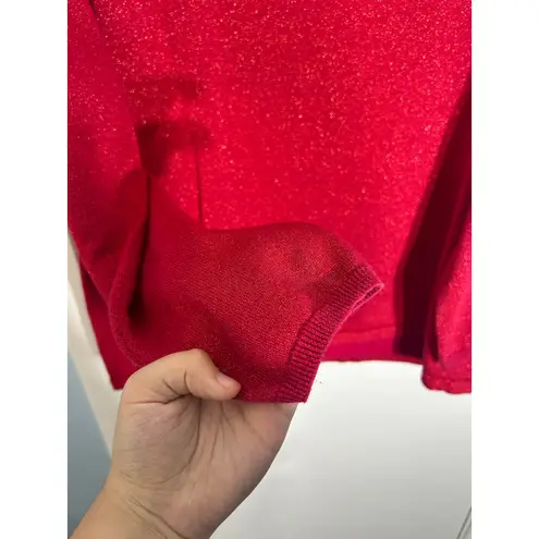 Maggie Barnes Sweater Size 14/16 Red Sparkly Bling Holidays Office Siren
