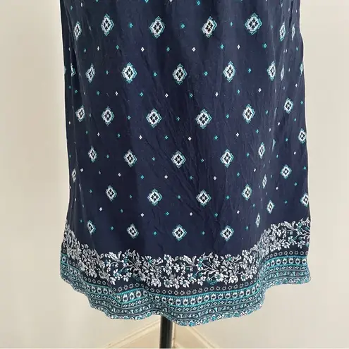 Fun 2 Fun Sleeveless Picnic Print Navy Blue Blouse Medium Coastal Cowgirl Boho