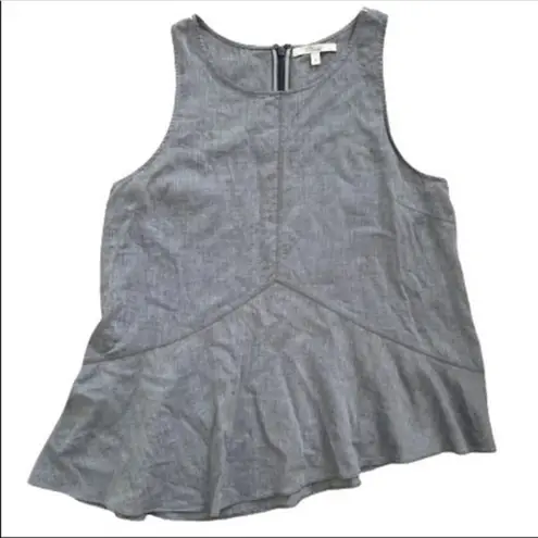 Derek Lam 10 CROSBY CHAMBRAY BLUE SLEEVELESS ASYMMETRICAL HEM TANK TOP 6