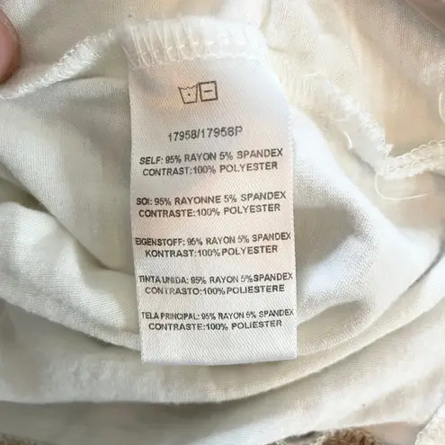 Dolan Left Coast Tunic Top Color Block Hem Short Sleeve Casual White Beige M Size M