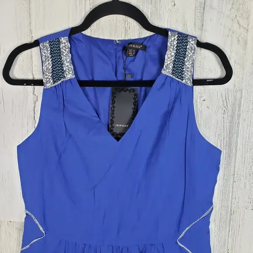 Colorblock NWT Royal Blue Sleeveless V-Neck Mini Dress Women's Size Medium