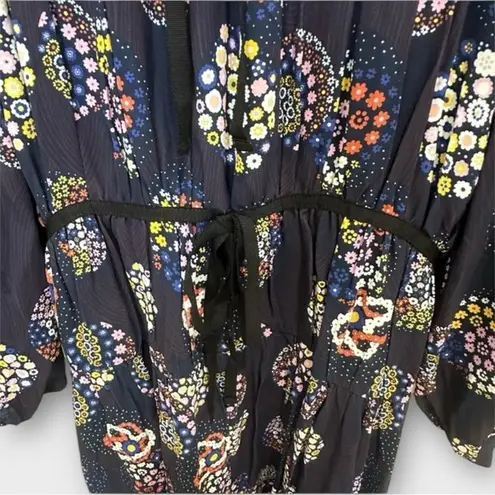 Ciao Lucia Terina Floral Midi Dress Navy Boho Romantic Long Sleeve XS NWT Blue